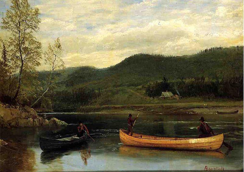 Men in Two Canoes, Albert Bierstadt